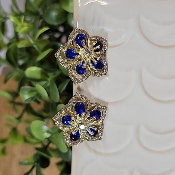 Crystal Flower Brilliant Shimmer Earrings, 925 posts - Picture 4 of 6